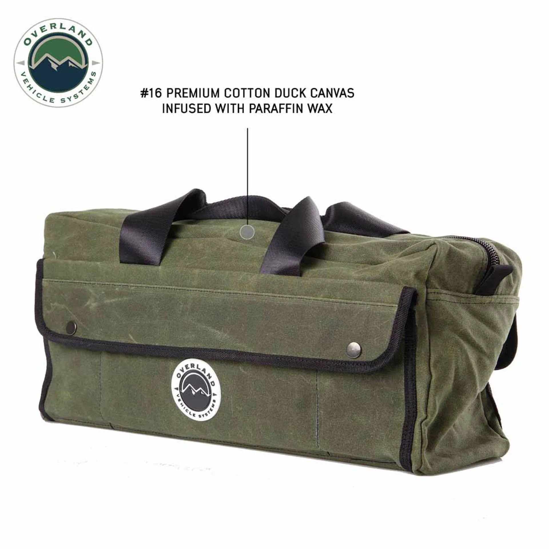 Overland Vehicle Systems Small Duffle Bag W/Handle & Straps #16 Waxed Canvas Storage - Image 3
