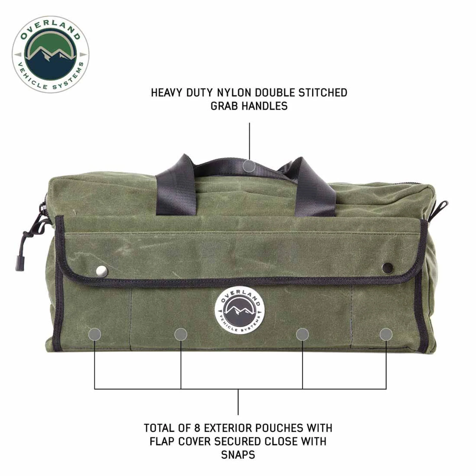 Overland Vehicle Systems Small Duffle Bag W/Handle & Straps #16 Waxed Canvas Storage - Image 4