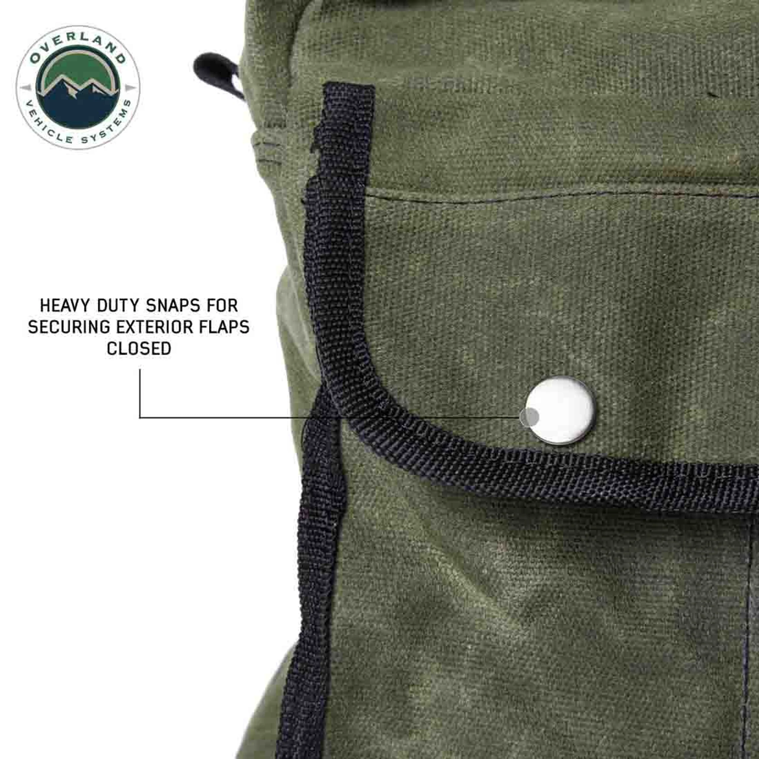 Overland Vehicle Systems Small Duffle Bag W/Handle & Straps #16 Waxed Canvas Storage - Image 5