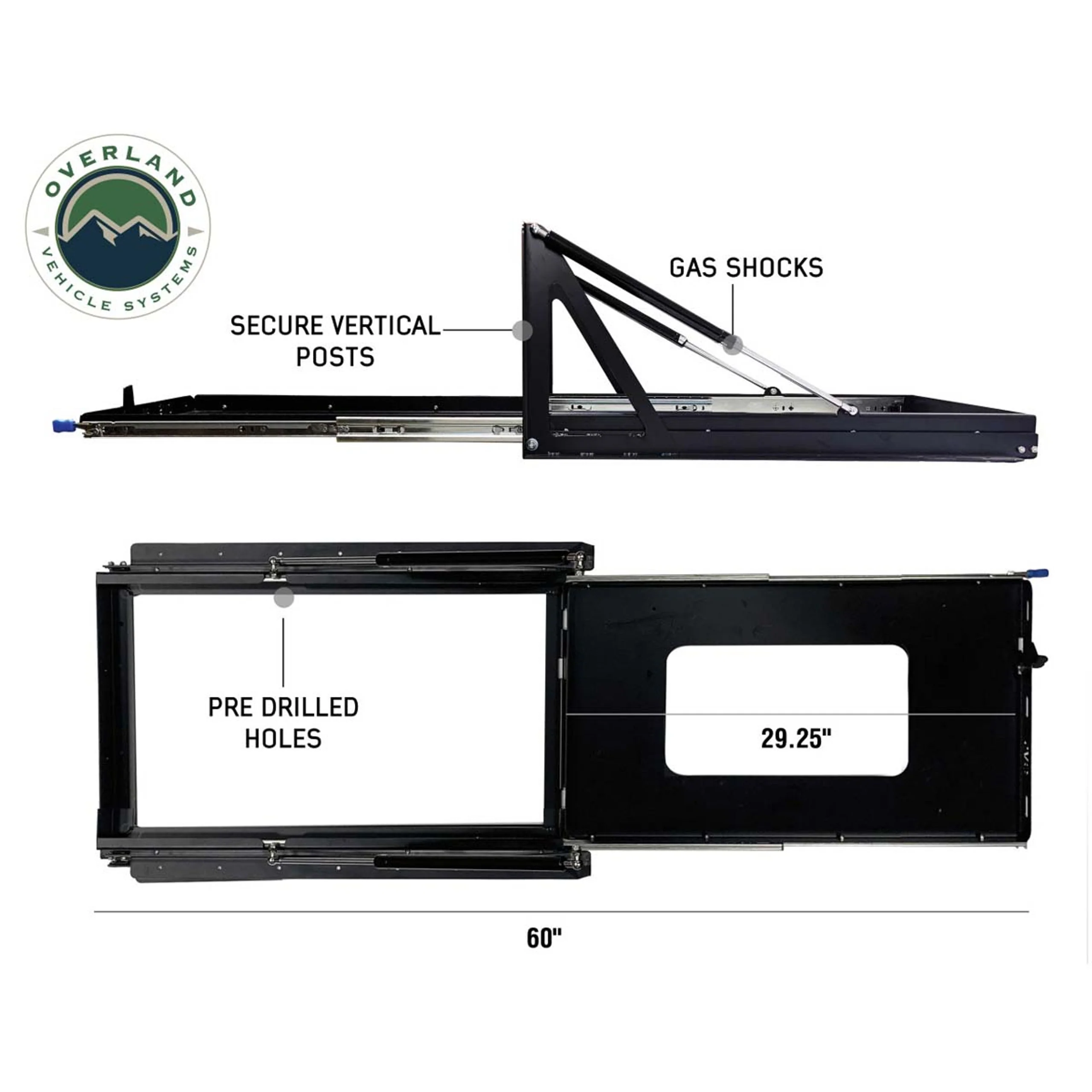Overland Vehicle Systems Small Refrigerator Tray W/Slide and Tilt - Image 5