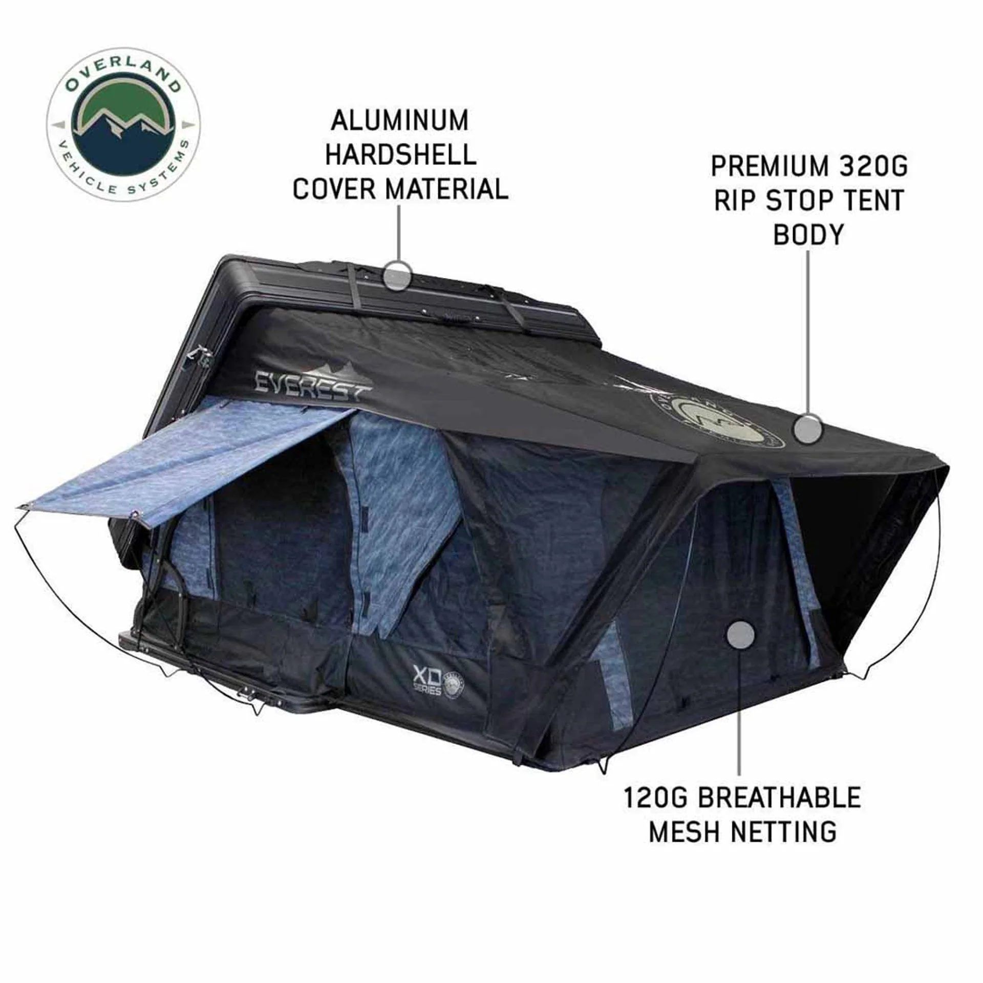 Overland Vehicle Systems XD Everest Cantilever Aluminum Hard Shell Roof Top Tent - Image 3
