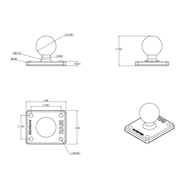 RAM Mounts Ball Adapter with AMPS Plate - Image 4