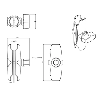 RAM Mounts Double Socket Arm - Medium - Image 3