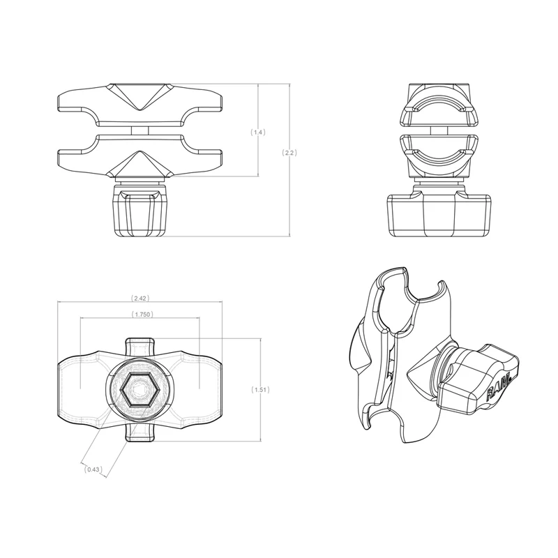 RAM Mounts Double Socket Arm - Small - Image 3