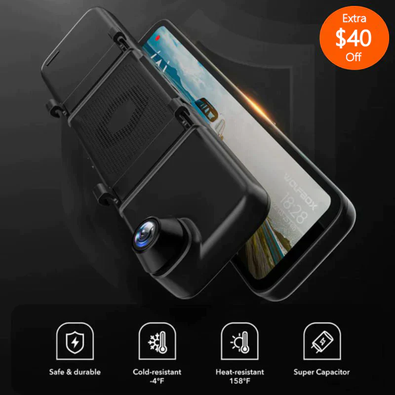 Wolfbox G890 3 Channel Dash Cam GPS Smart Rear View Mirror Replacement - Image 2