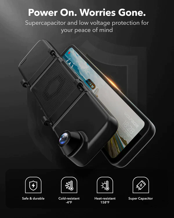 Wolfbox G890 3 Channel Dash Cam GPS Smart Rear View Mirror Replacement - Image 3